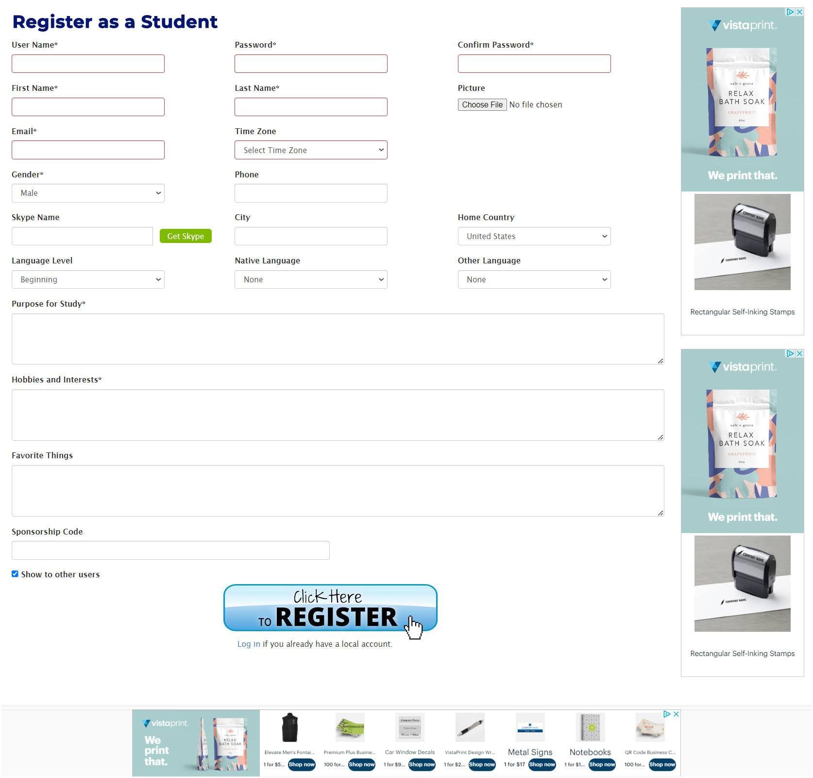 Register as a Sudent for Free